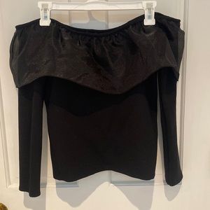 Ruffle off the shoulder black blouse